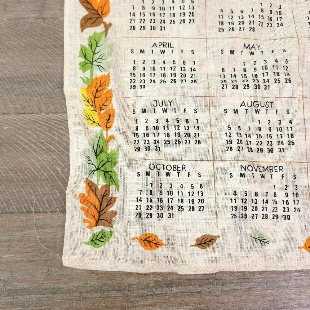 Vintage 1979 Cottage Farmhouse Decor‎ Linen Tea Towel Calendar